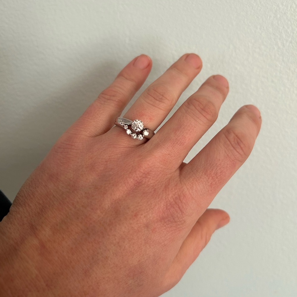 14k white gold engagement ring/ wedding band Set soldered together